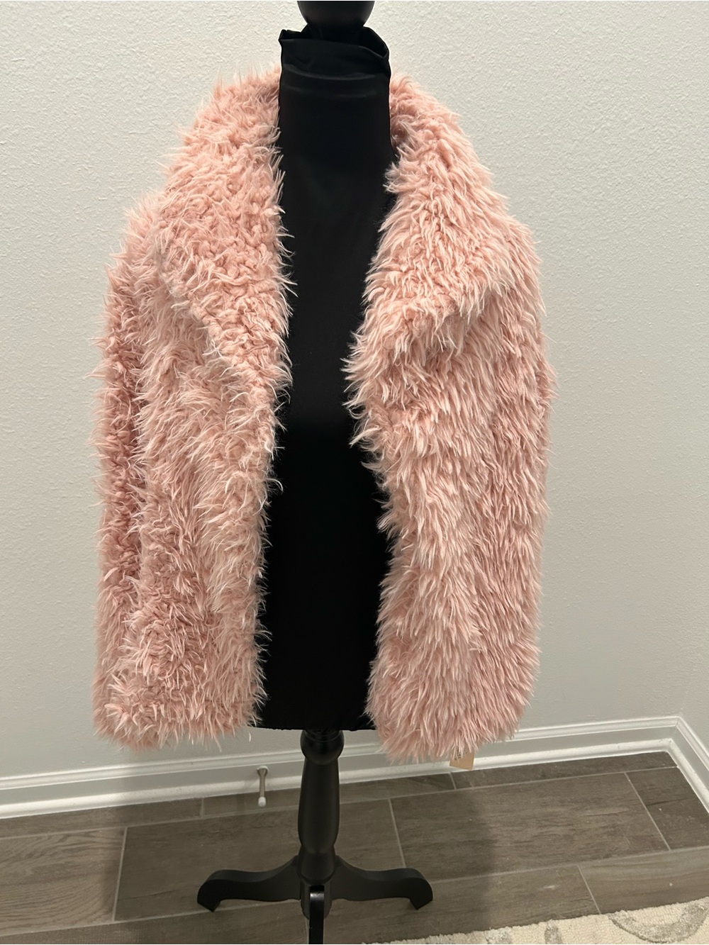 Little Lass Blush Pink Shaggy Faux Fur Jacket